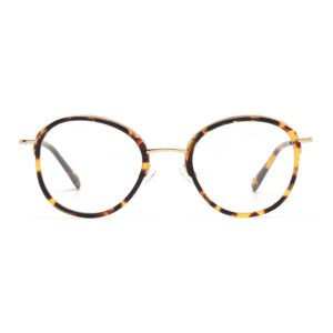 JOYSEE 2021 1276 Newest Stylish Round Tortoise Color Actate Combined With Metal Optical Glasses Wholesale Women Retro Eyeglasses